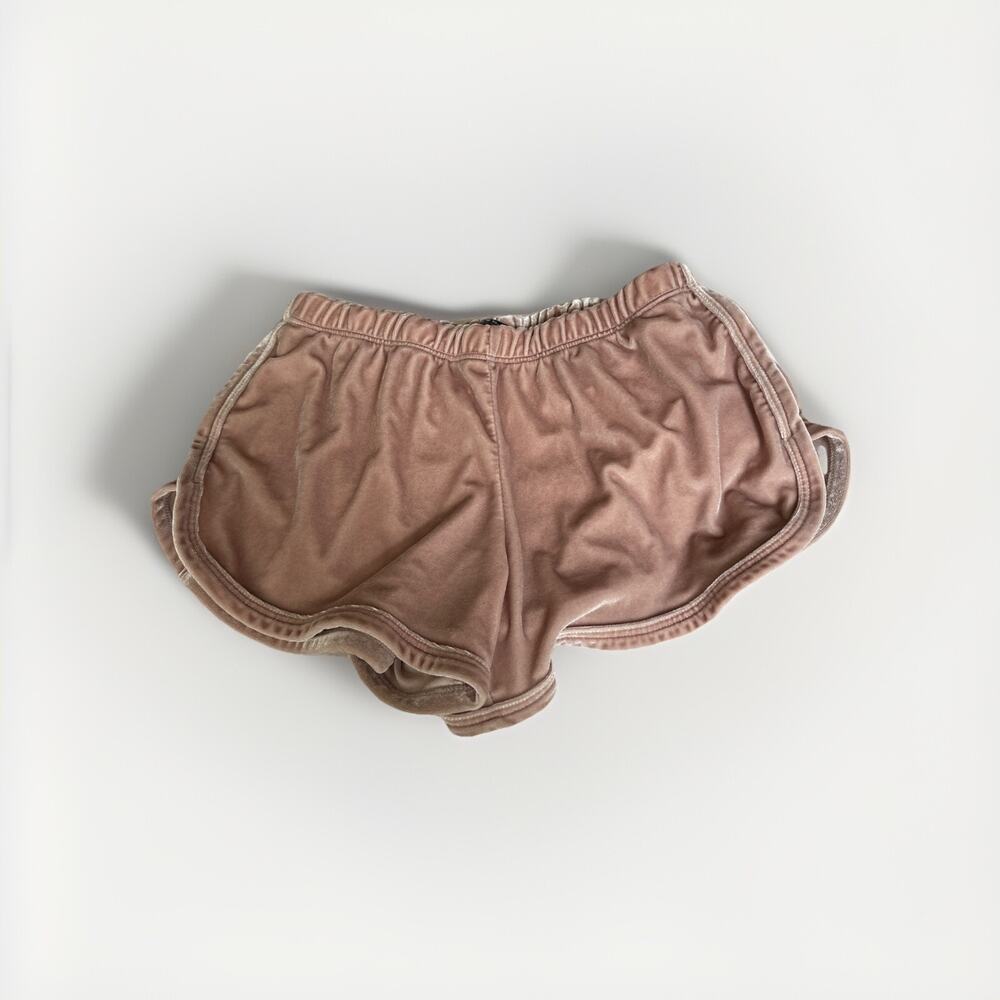 Brandy Melville Pale Pink Velour Dolphin Hem Track Shorts OS Fits Most